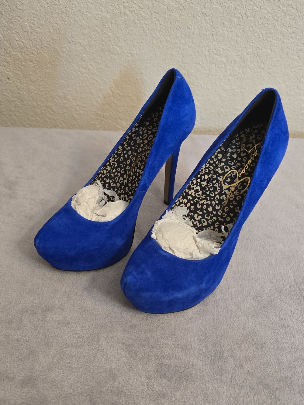 Jessica Simpson Cobalt Blue Suede Platform Stilettos